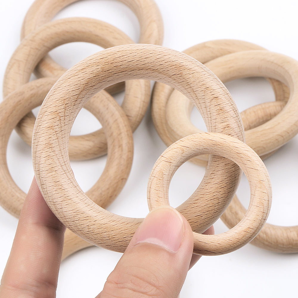 Beech Wood Teething Rings Set (5 Pack) 70mm-5pc by HitMyNeed