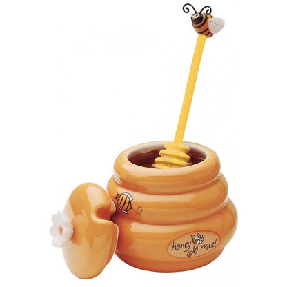 Beehive Ceramic Honey Jar with Dipper by HitMyNeed