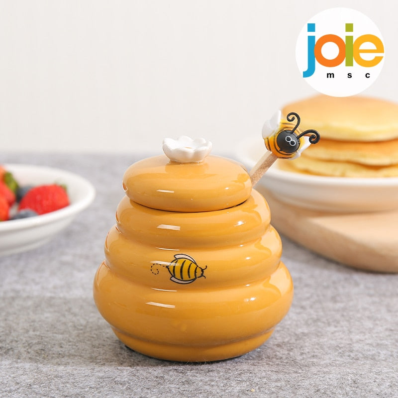 Beehive Ceramic Honey Jar with Dipper by HitMyNeed