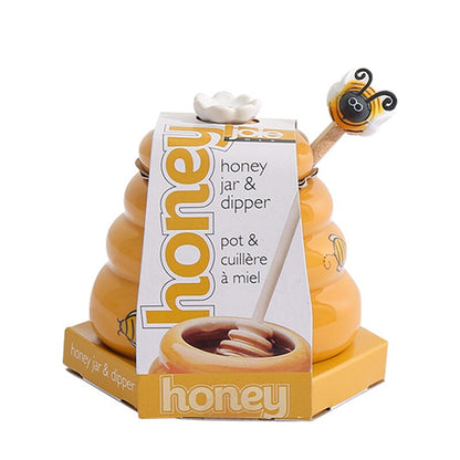 Beehive Ceramic Honey Jar with Dipper by HitMyNeed