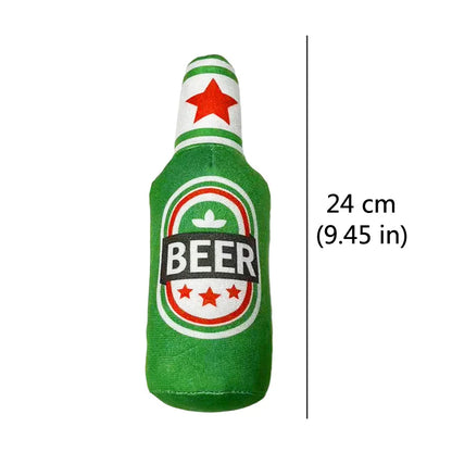 Beer Bottle Plush Squeaky Dog Toy for Clean Teeth beer by HitMyNeed