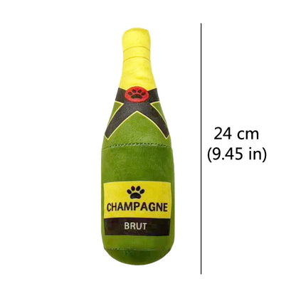 Beer Bottle Plush Squeaky Dog Toy for Clean Teeth champagne by HitMyNeed