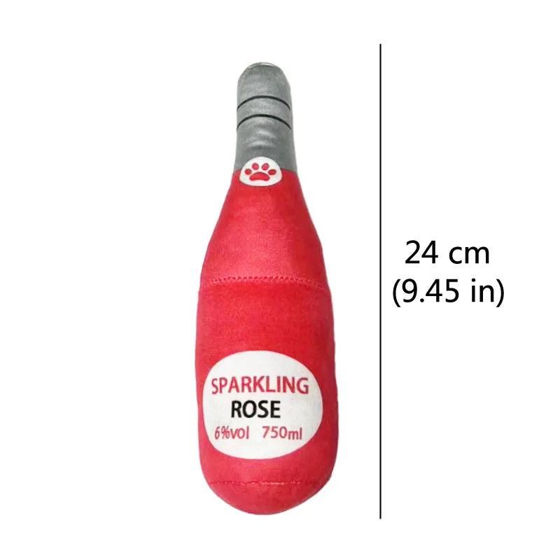 Beer Bottle Plush Squeaky Dog Toy for Clean Teeth sparkling by HitMyNeed