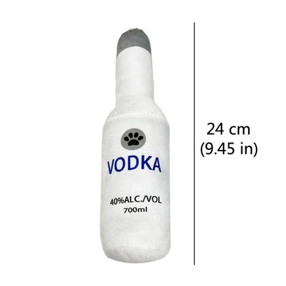 Beer Bottle Plush Squeaky Dog Toy for Clean Teeth vodka by HitMyNeed