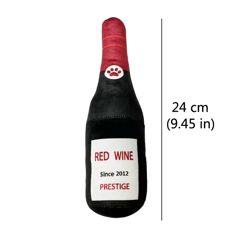 Beer Bottle Plush Squeaky Dog Toy for Clean Teeth wine by HitMyNeed