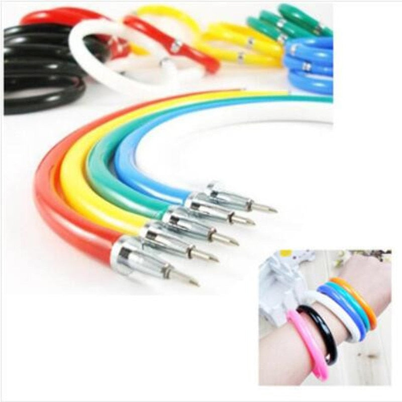 Bendable Bracelet Pens Set of 10 - Blue Ink Ballpoint by HitMyNeed