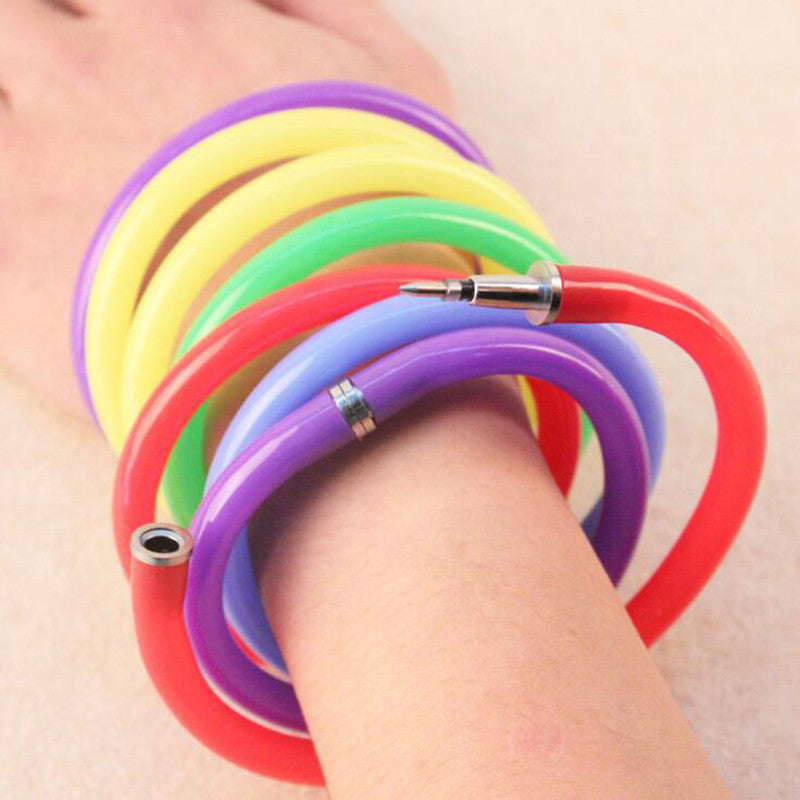 Bendable Bracelet Pens Set of 10 - Blue Ink Ballpoint by HitMyNeed