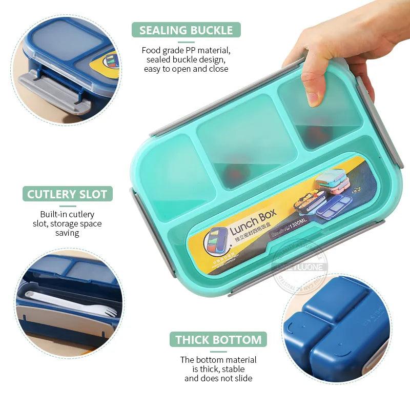 Bento Divided Lunch Container 1300ml by HitMyNeed