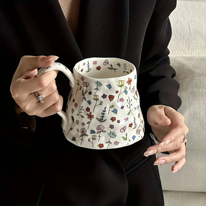Big Cute Floral Ceramic Coffee Mug 600ml by HitMyNeed
