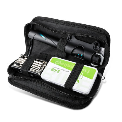 Bike Puncture Repair Kit with Pump and 11-in-1 Tool by HitMyNeed