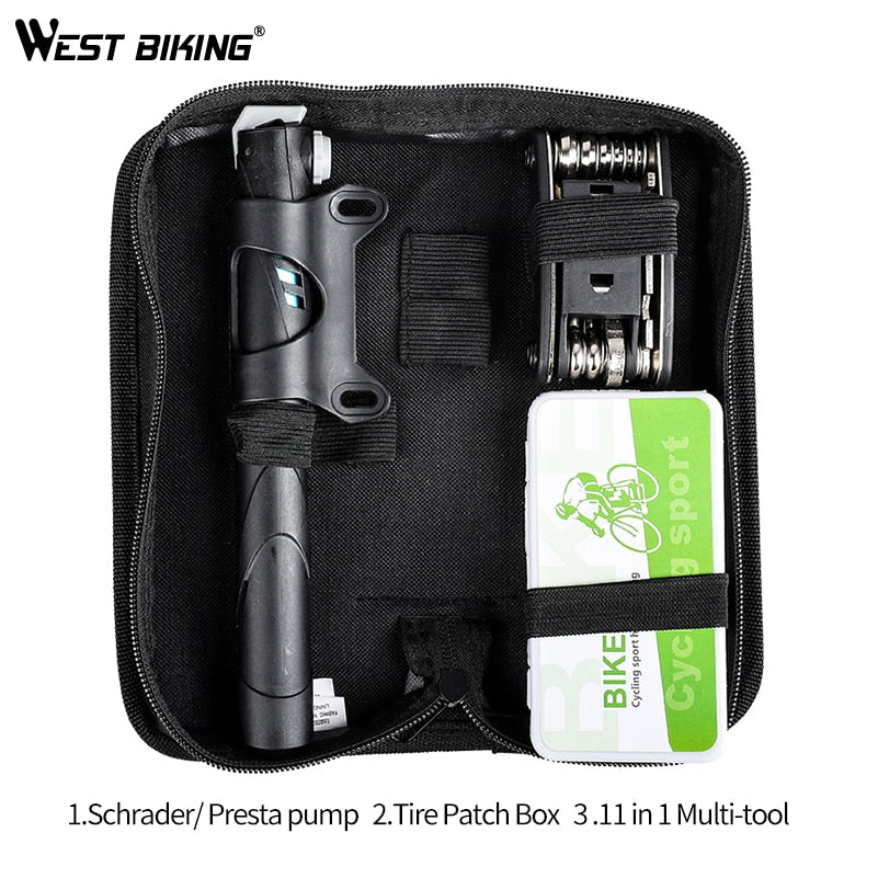 Bike Puncture Repair Kit with Pump and 11-in-1 Tool by HitMyNeed