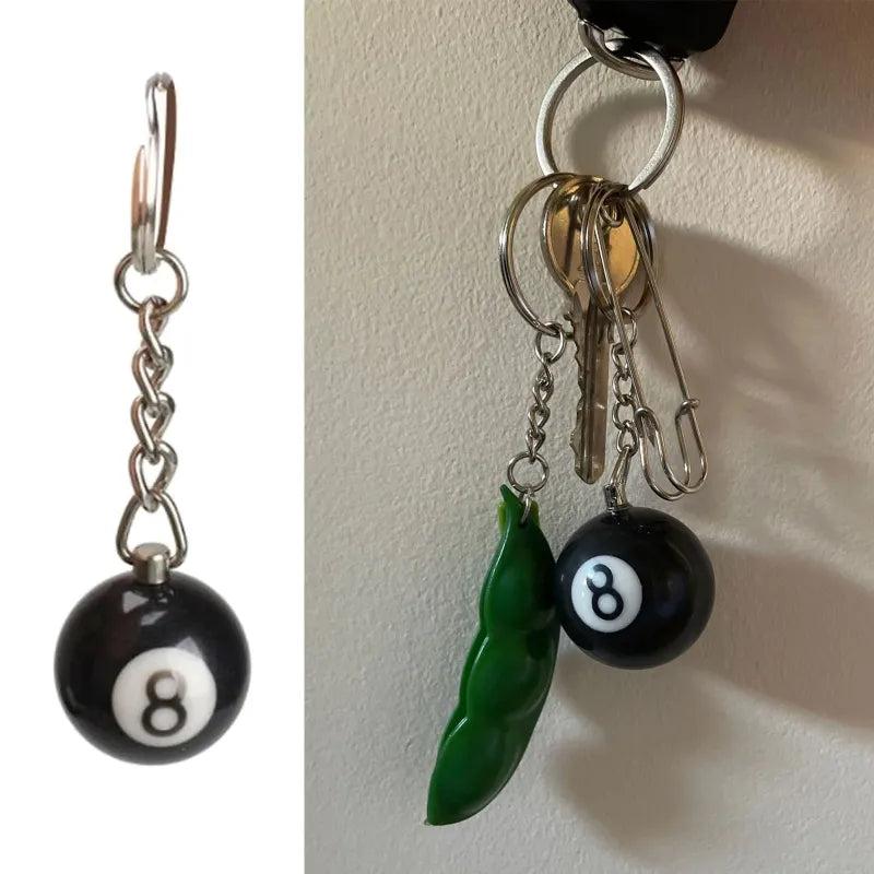 Billiard 8 Ball Keychain - Resin Pool Ball Accessory by HitMyNeed