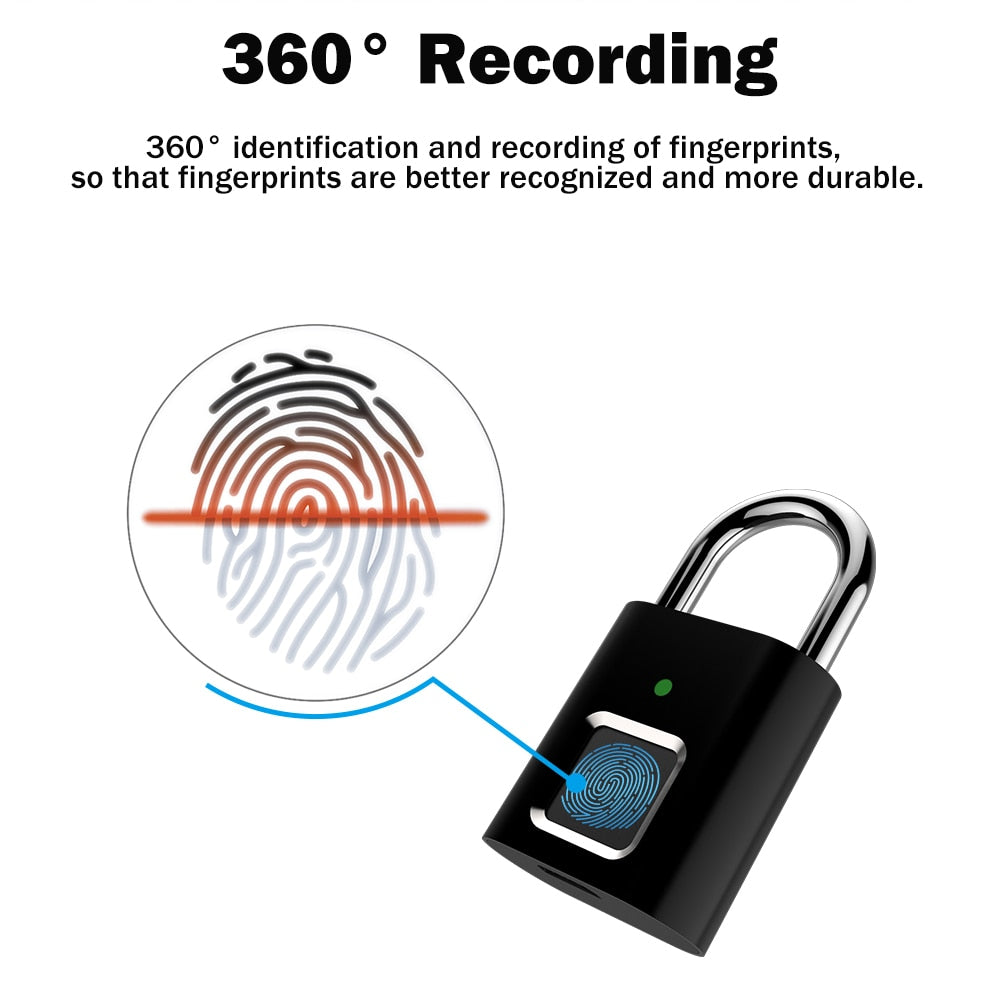 Biometric Fingerprint Padlock Rechargeable Lock by HitMyNeed