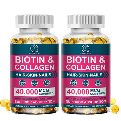 Biotin & Collagen Capsules for Hair, Skin & Nails 120pcs by HitMyNeed