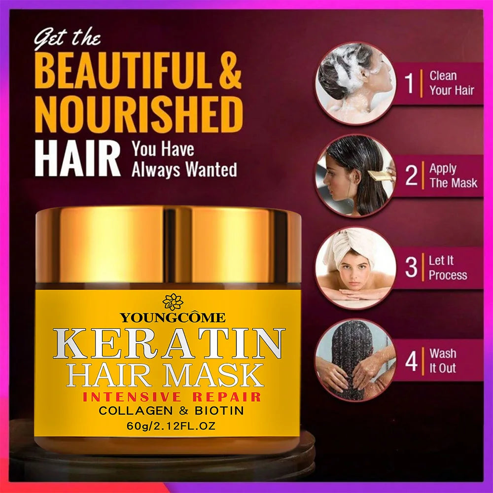 Biotin Collagen Keratin Hair Mask for Dry, Damaged Hair by HitMyNeed