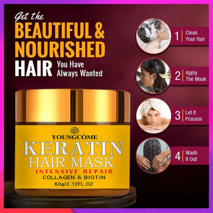 Biotin Collagen Keratin Hair Mask for Dry, Damaged Hair by HitMyNeed