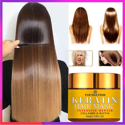 Biotin Collagen Keratin Hair Mask for Dry, Damaged Hair 60g by HitMyNeed