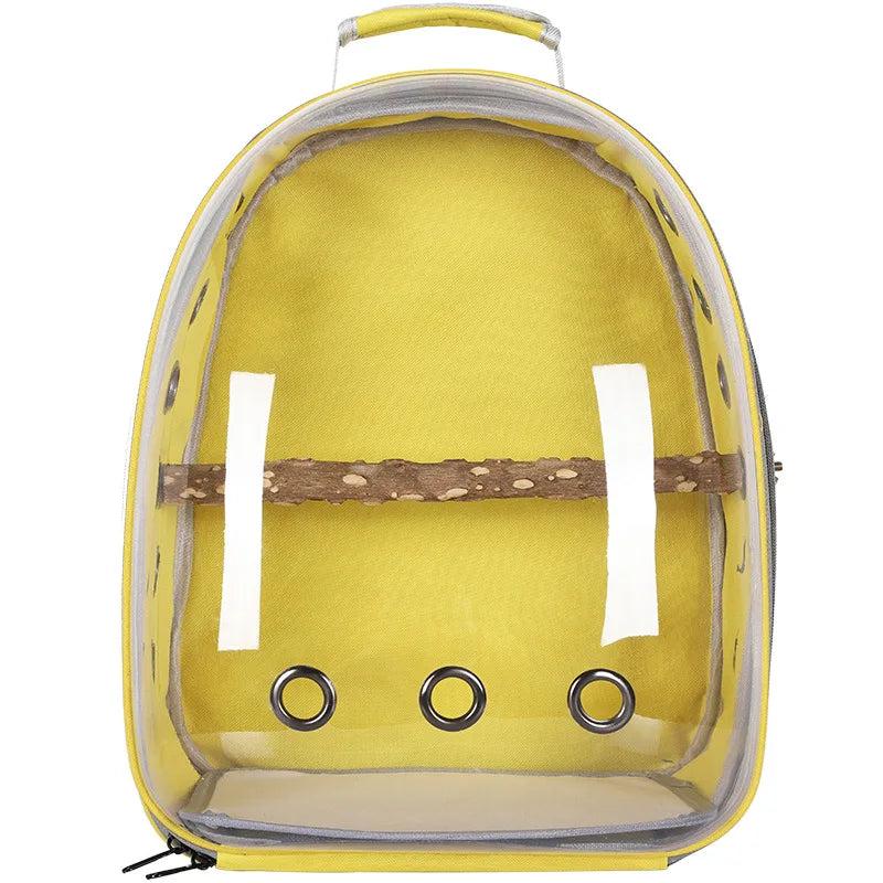Bird Backpack Carrier with Perch and Ventilation yellow by HitMyNeed