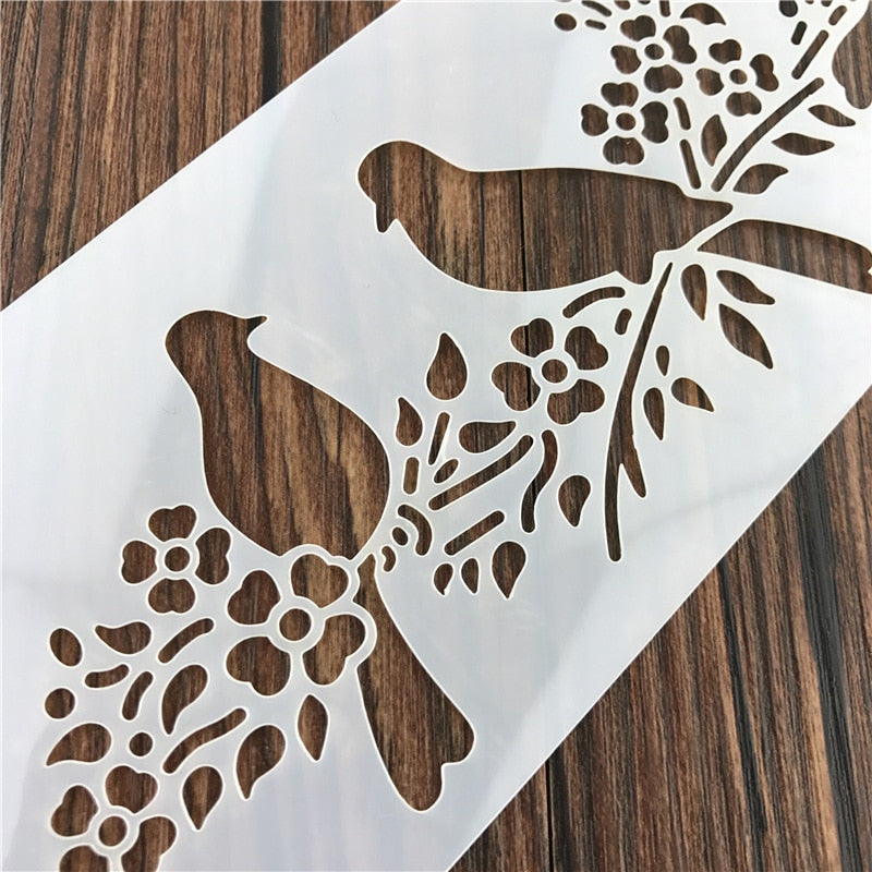 Bird Design Airbrush Stencil - Reusable PVC Template by HitMyNeed