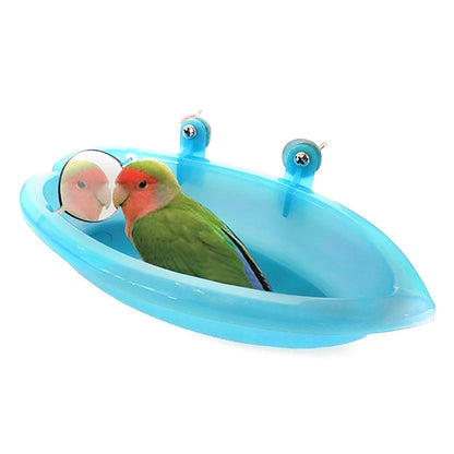 Birdcage Bath with Mirror for Small Pet Birds by HitMyNeed