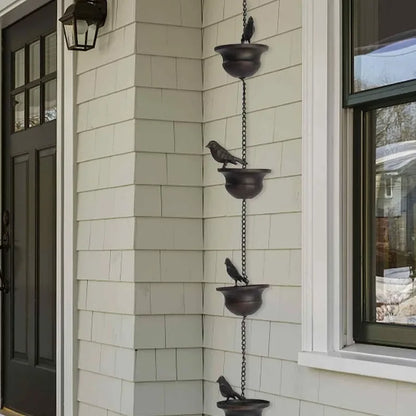Birds on Cups Metal Rain Chain for Gutters 2.4m by HitMyNeed