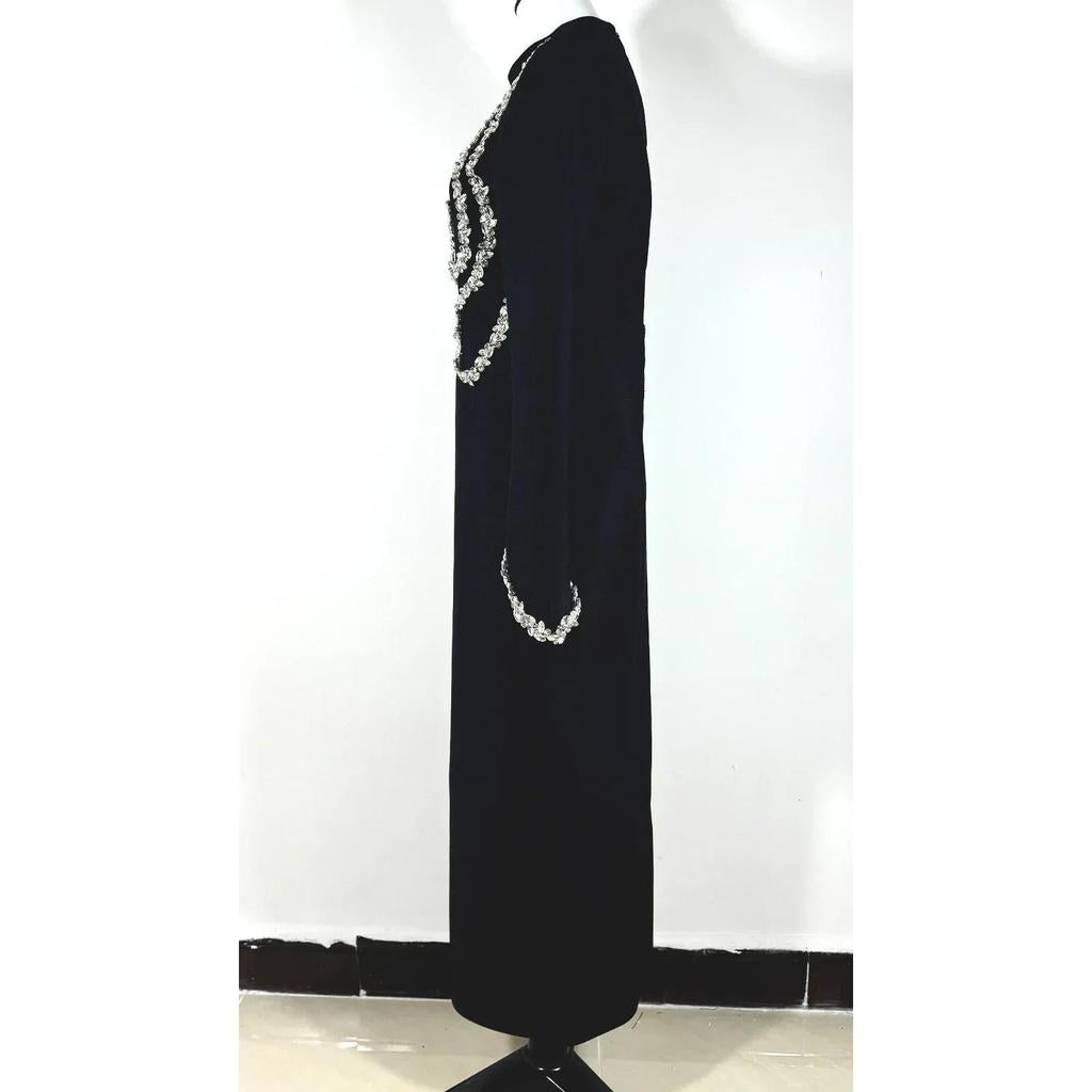 Black Beaded Long Sleeve Bandage Maxi Dress by HitMyNeed
