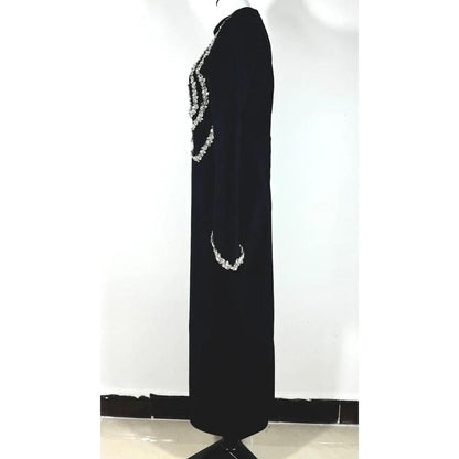 Black Beaded Long Sleeve Bandage Maxi Dress by HitMyNeed