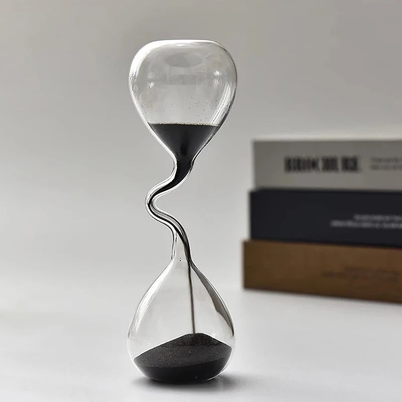 Black Curve Glass Hourglass Sand Timer Ornament by HitMyNeed