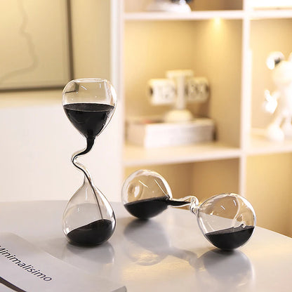 Black Curve Glass Hourglass Sand Timer Ornament by HitMyNeed