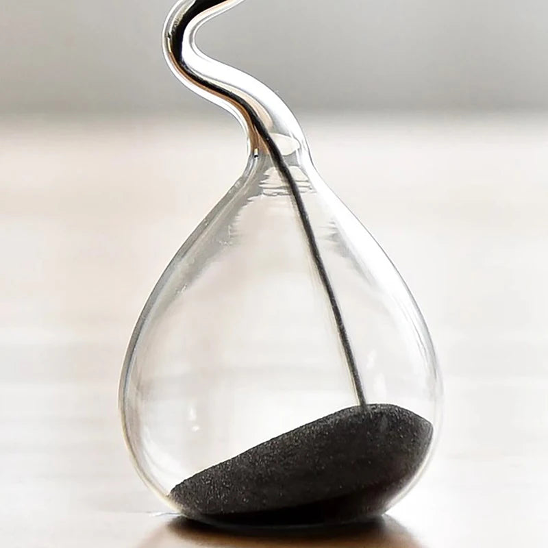 Black Curve Glass Hourglass Sand Timer Ornament by HitMyNeed