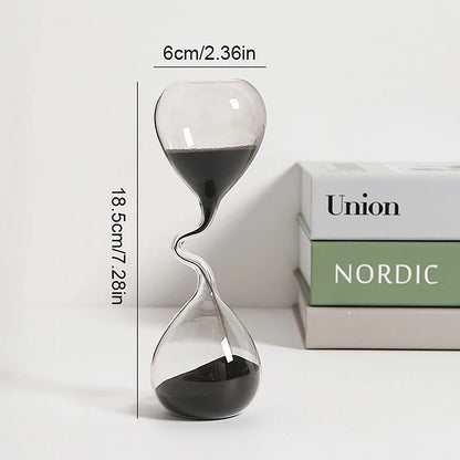 Black Curve Glass Hourglass Sand Timer Ornament by HitMyNeed