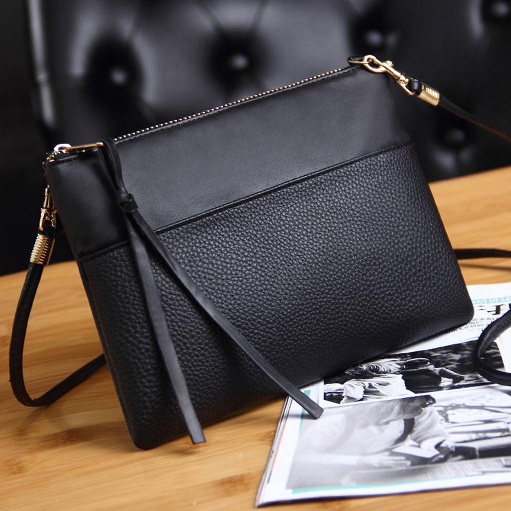 Black Envelope Shoulder Bag with Detachable Strap by HitMyNeed