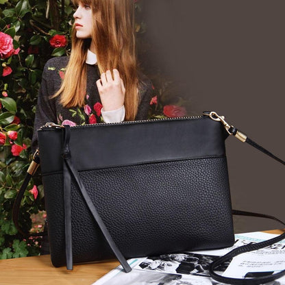 Black Envelope Shoulder Bag with Detachable Strap by HitMyNeed