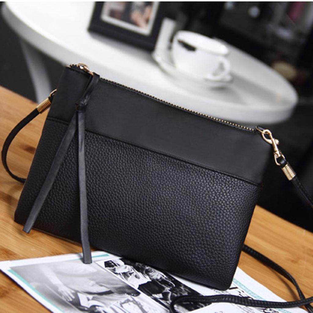 Black Envelope Shoulder Bag with Detachable Strap by HitMyNeed