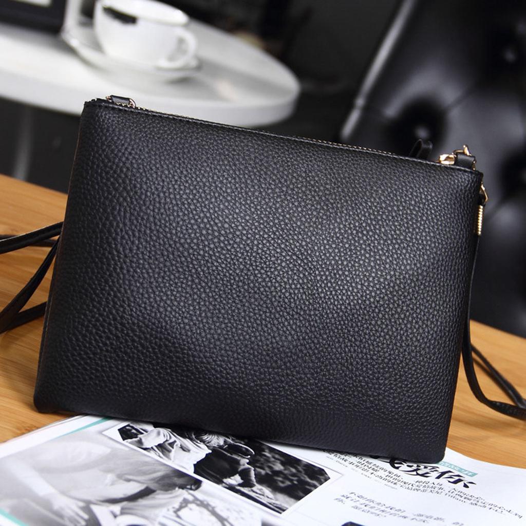 Black Envelope Shoulder Bag with Detachable Strap by HitMyNeed