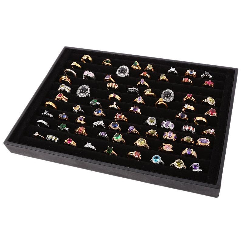 Black Fabric Ring Display Case Jewelry Organizer by HitMyNeed