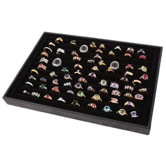 Black Fabric Ring Display Case Jewelry Organizer by HitMyNeed