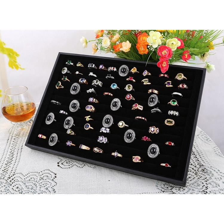 Black Fabric Ring Display Case Jewelry Organizer by HitMyNeed