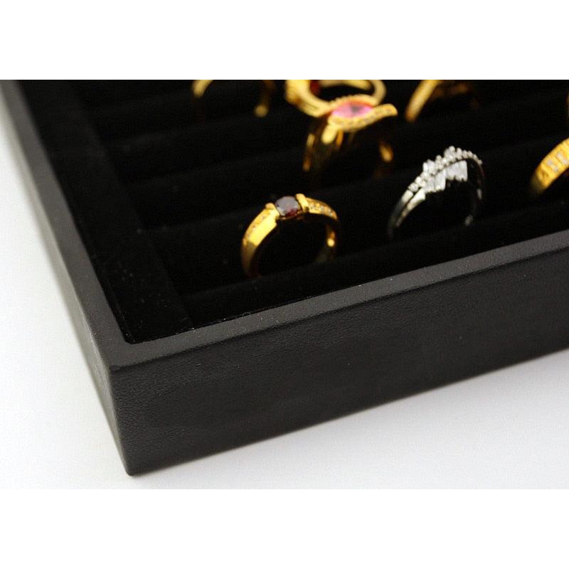 Black Fabric Ring Display Case Jewelry Organizer by HitMyNeed
