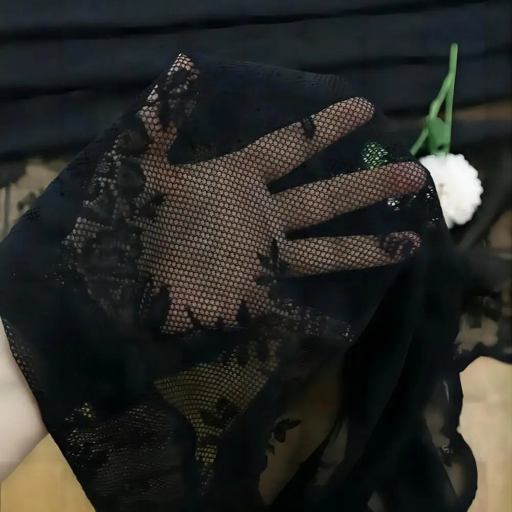 Black Floral Lace Sheer Curtain, UV & Dust Resistant by HitMyNeed