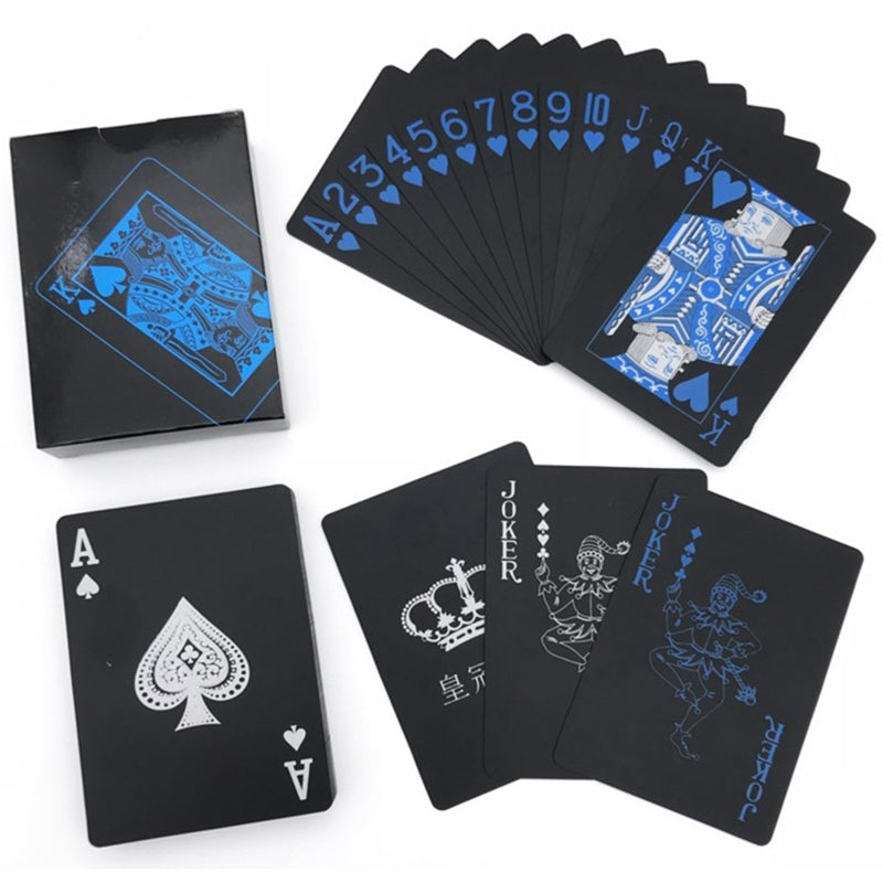 Black Gold Waterproof PVC Poker Playing Cards black-blue by HitMyNeed