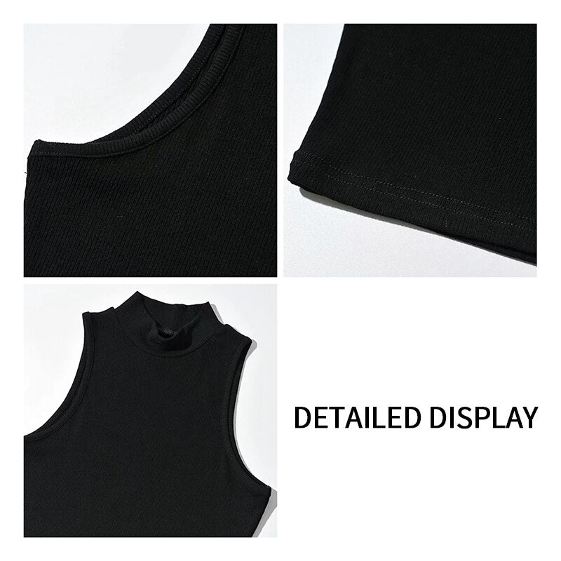 Black High Neck Sleeveless Crop Top for Women by HitMyNeed