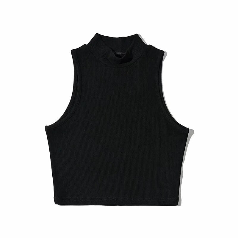 Black High Neck Sleeveless Crop Top for Women m by HitMyNeed