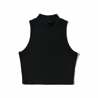 Black High Neck Sleeveless Crop Top for Women m by HitMyNeed