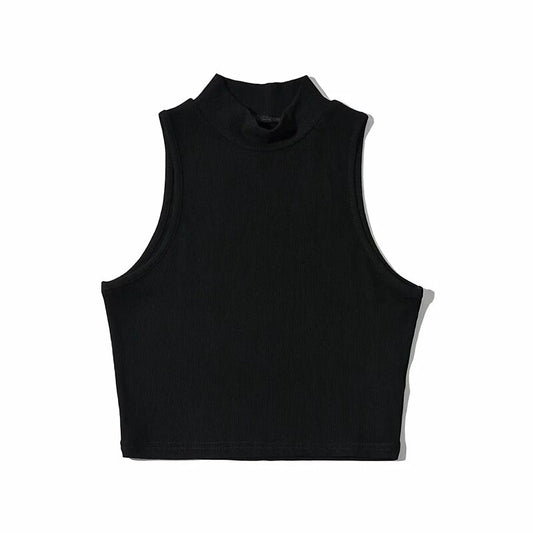 Black High Neck Sleeveless Crop Top for Women m by HitMyNeed