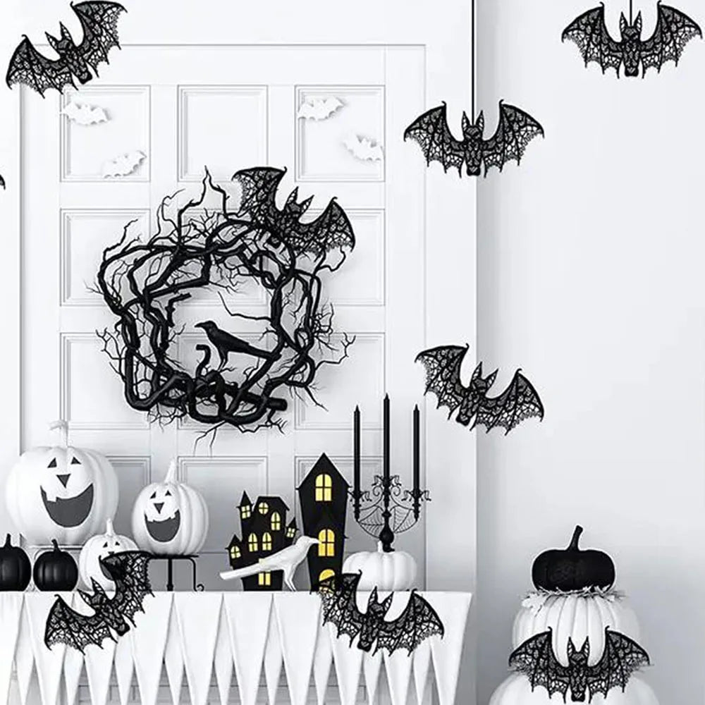 Black Lace Bat & Ghost Halloween Trim for DIY by HitMyNeed