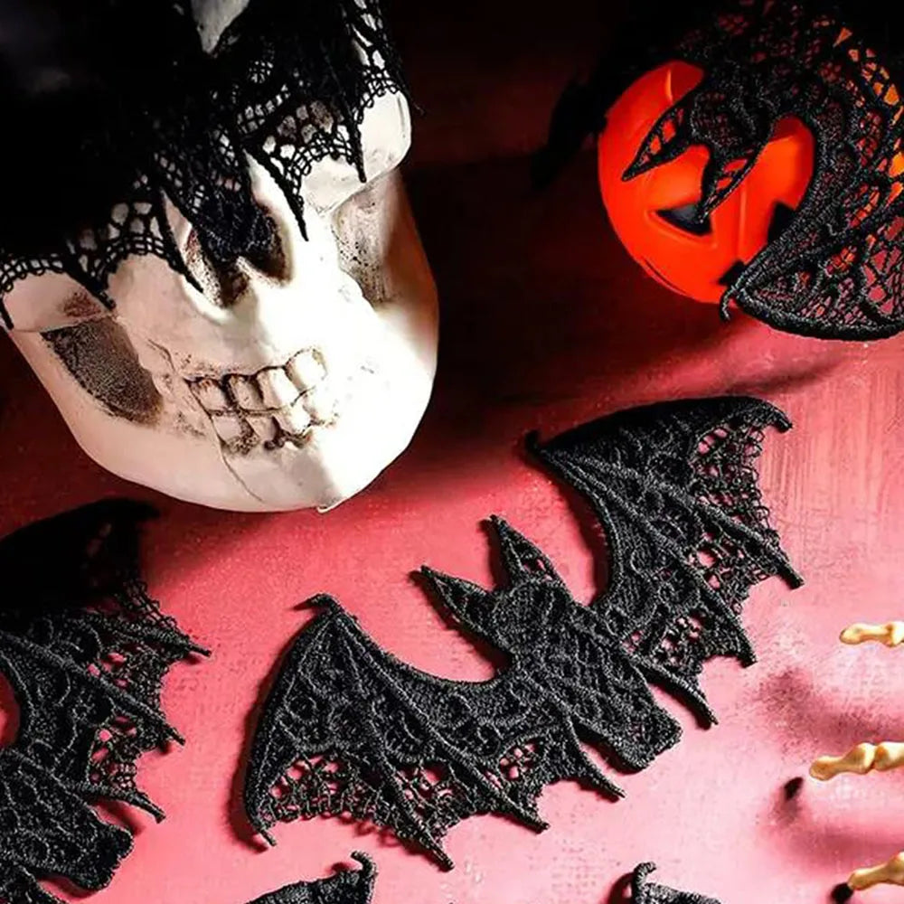 Black Lace Bat & Ghost Halloween Trim for DIY by HitMyNeed