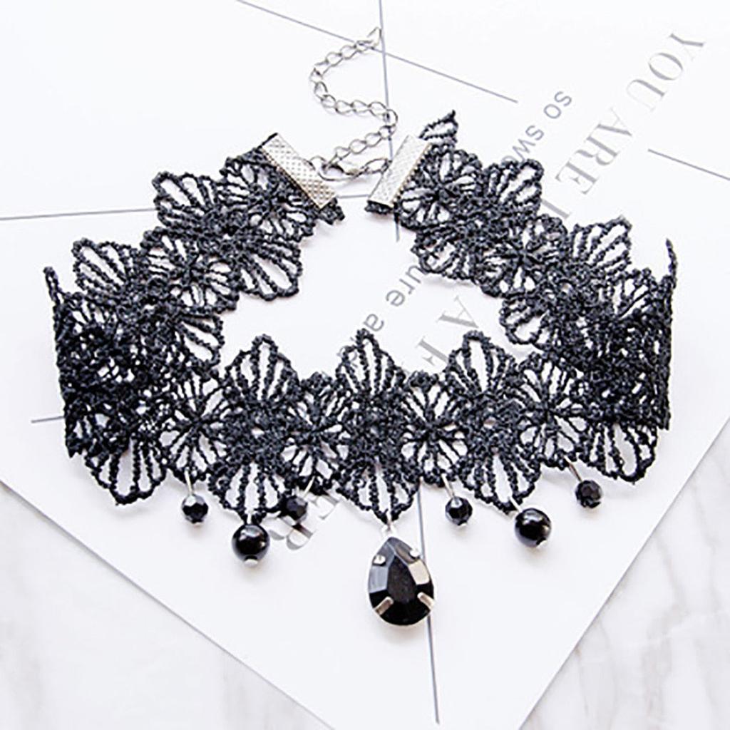 Black Lace Choker Gothic Punk Necklace for Women by HitMyNeed