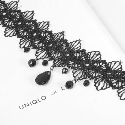 Black Lace Choker Gothic Punk Necklace for Women by HitMyNeed