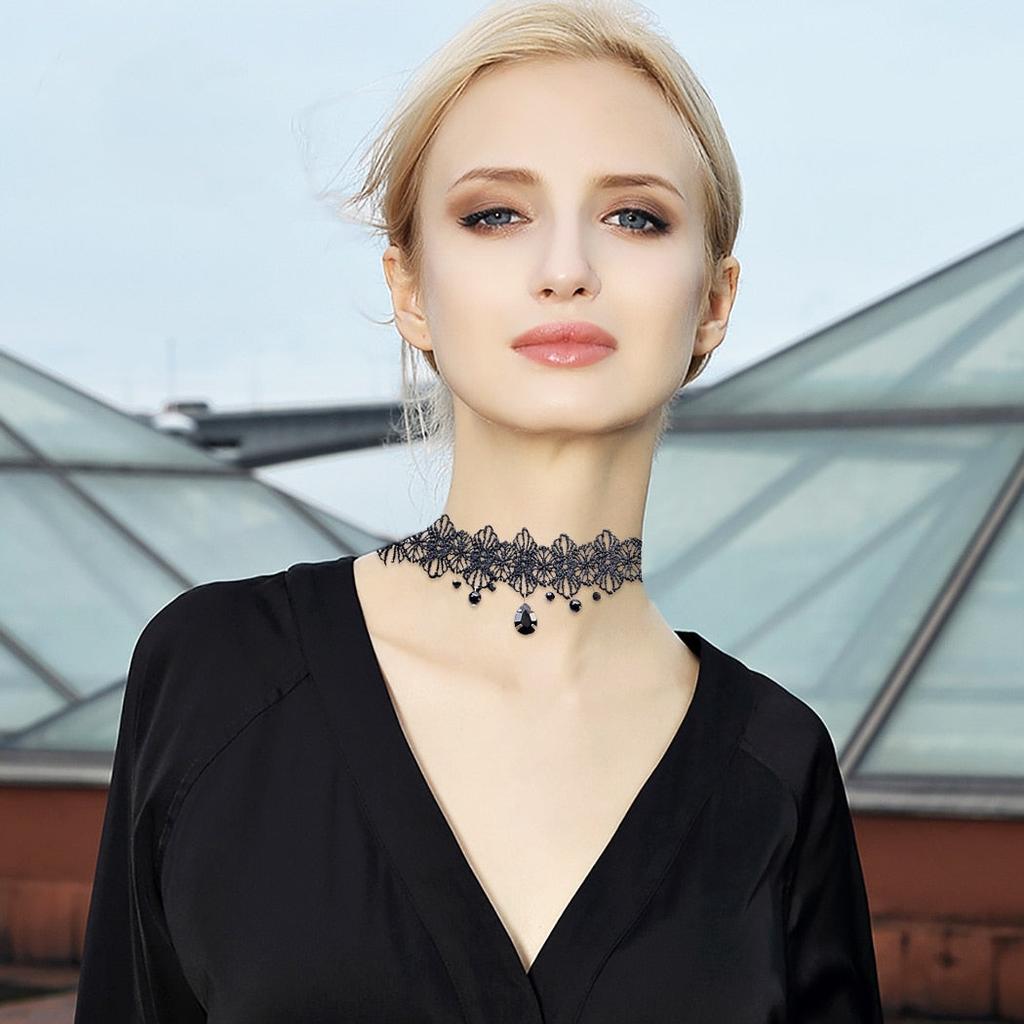 Black Lace Choker Gothic Punk Necklace for Women by HitMyNeed
